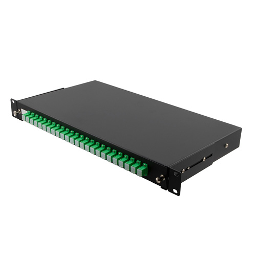 Fiber Enclosure Rack Mount 1U (1.75) 24 Simplex SC/APC Adapters and 24  SC/APC 0.9mm Pigtails