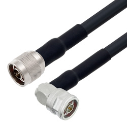 50 FT Type N to Type N M/M Right Angle 400 Series Low Loss Cable Jumper