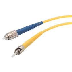 Picture of Fiber Optic Patch Cord Simplex ST to FC Single Mode Fiber, OFNR,Yellow 3.0mm jacket, 3m