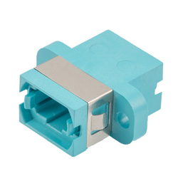 Picture of Fiber Optic Standard Coupler, MPO Type A, for MMF or SMF, w/ Flange, Aqua